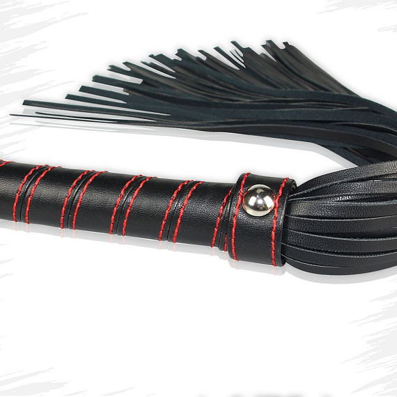 Черная плеть с петлей и контрастной красной строчкой - 45,7 см. от Intimcat