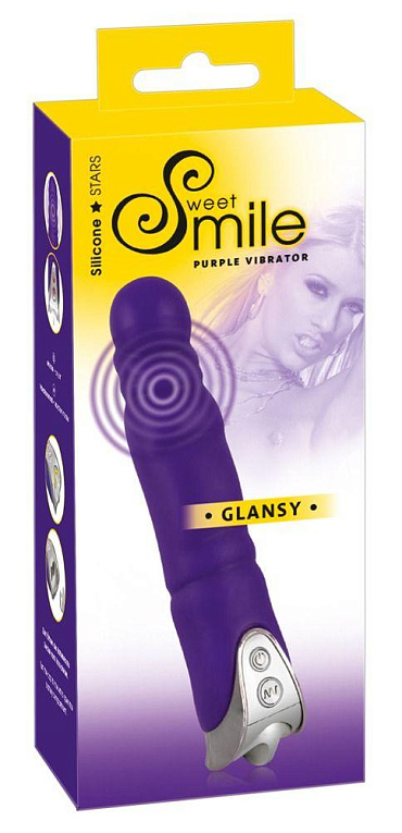 Фиолетовый вибратор с шаровидной головкой Glansy - 18 см. от Intimcat