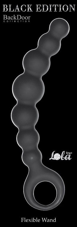 Чёрная упругая анальная цепочка Flexible Wand - 18 см. от Intimcat
