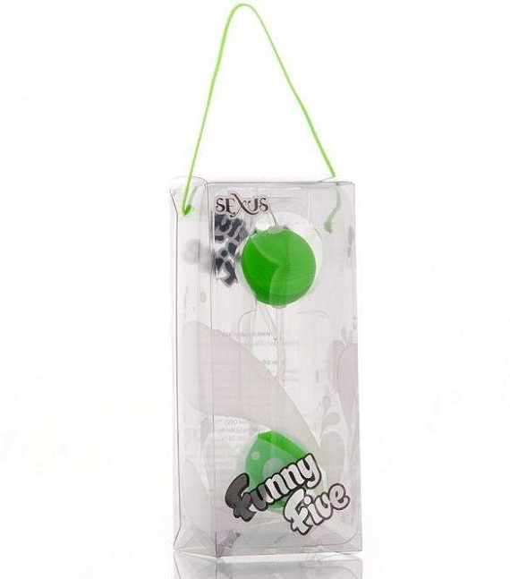 Зеленые вагинальные шарики на прозрачной сцепке - анодированный пластик (ABS)