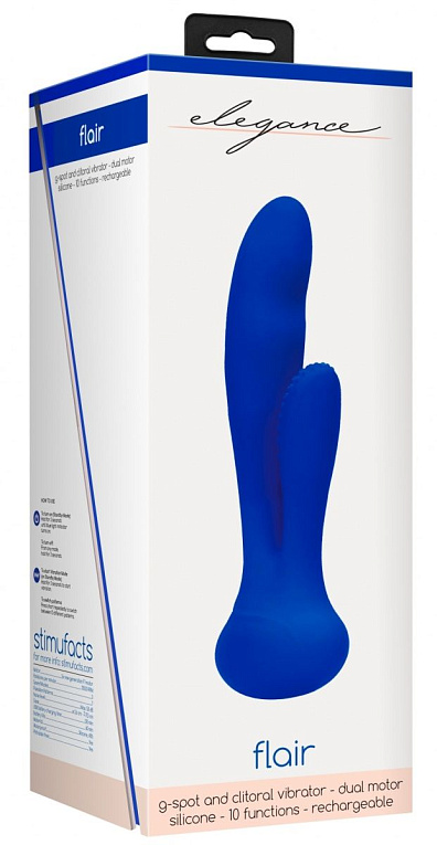 Синий вибратор G-Spot and Clitoral Vibrator Flair - 17,5 см. - силикон