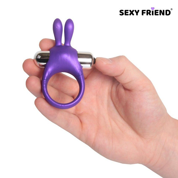 Фиолетовое эрекционное виброкольцо с ушками Bior toys