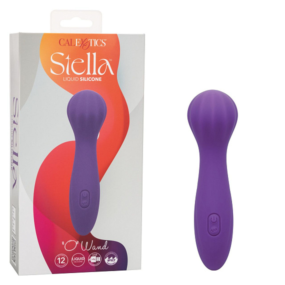 Фиолетовый вибромассажер Stella Liquid Silicone “O” Wand - 17,75 см. - силикон