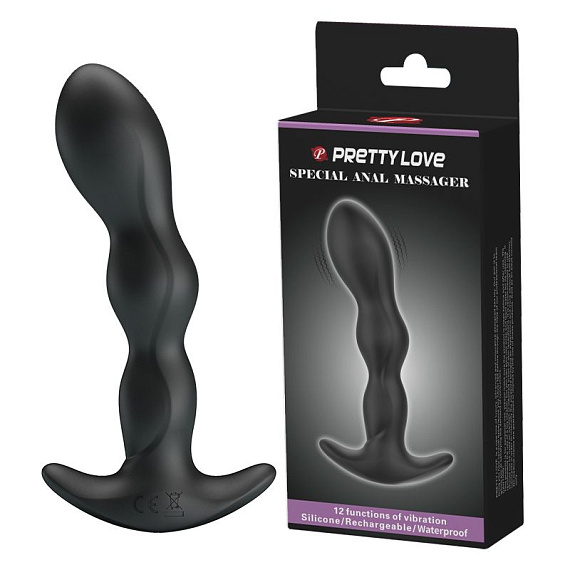 Черный анальный стимулятор простаты с вибрацией Special Anal Massager - 14,5 см. - силикон
