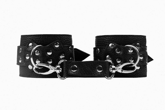 Черные наручники с фиксацией на двух карабинах БДСМ Арсенал