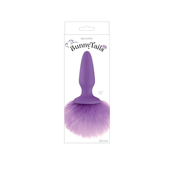 Фиолетовая анальная пробка с фиолетовым заячьим хвостом Bunny Tails Purple - силикон