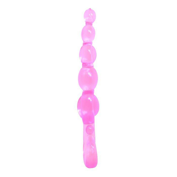 Розовый анальный стимулятор-цепочка - 22 см. - Термопластичная резина (TPR)