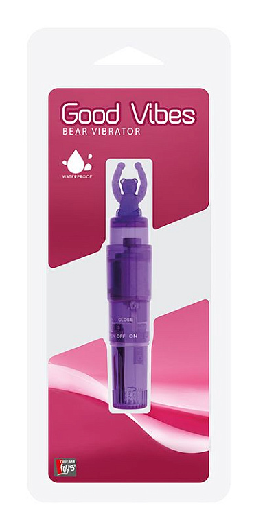 Фиолетовый клиторальный стимулятор-ракета с мишкой GOOD VIBES BEAR VIBRATOR - анодированный пластик (ABS)