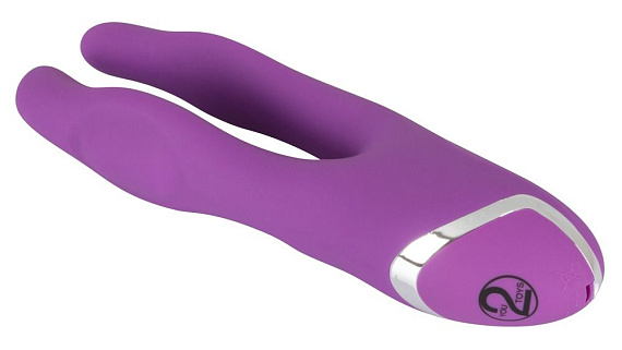 Фиолетовый вибромассажер с двумя отростками Sweet Smile Double Vibrator - 18,7 см. от Intimcat