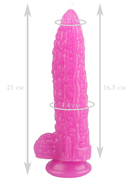 Розовый фантазийный фаллоимитатор  Дикая кукуруза  - 21 см. - фото 5