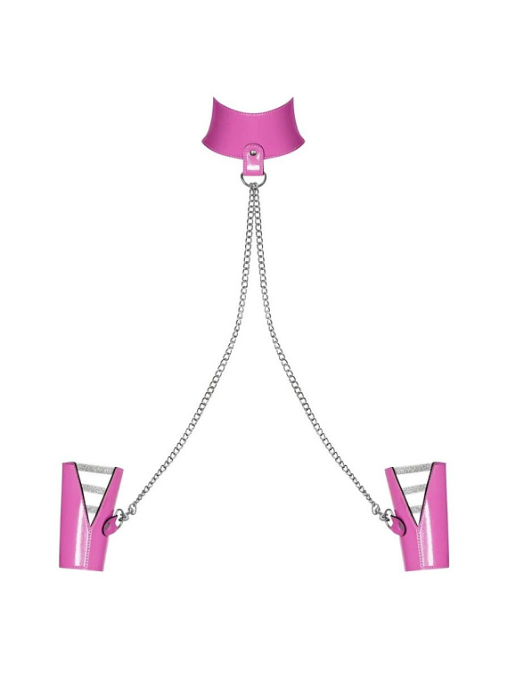 Розовый чокер Lollypopy в комплекте с наручниками - фото 5