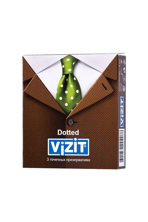 Презервативы с точечками VIZIT Dotted - 3 шт. - латекс