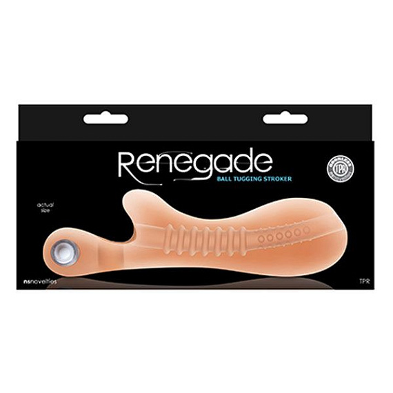 Телесный мастурбатор с вибростимулятором мошонки Renegade Ball Tugging Stroker - термопластичная резина (TPR)