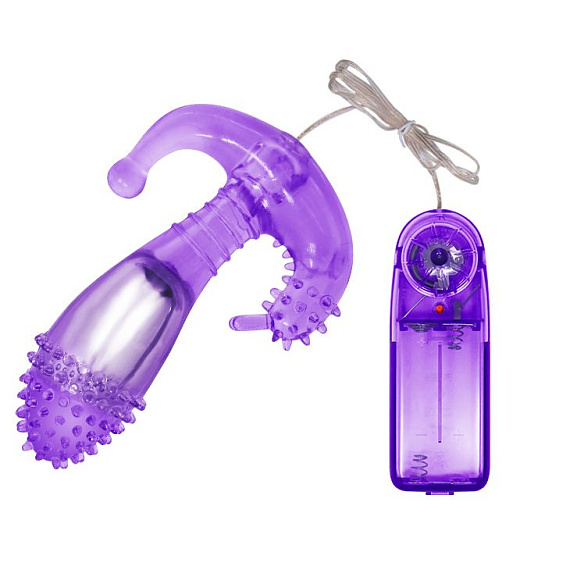 Фиолетовый вибростимулятор с шипами на головке - 14,3 см. от Intimcat