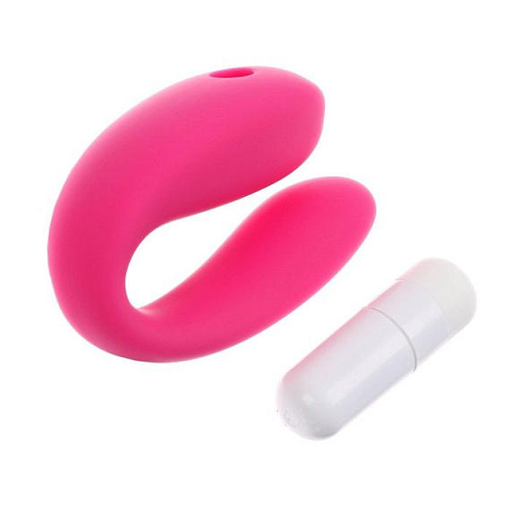 Розовый стимулятор для пар с вибропулей - силикон