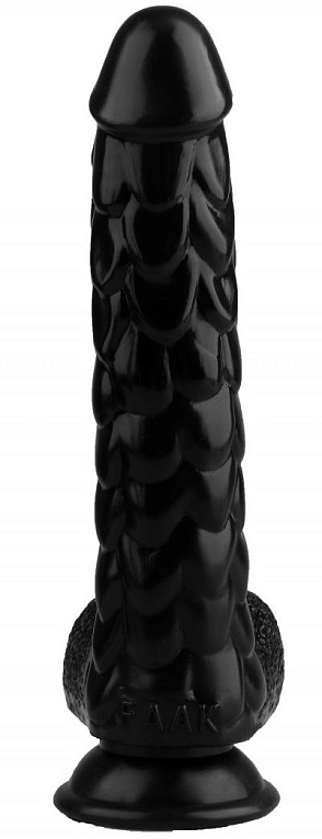 Черный реалистичный фаллоимитатор с чешуйками на присоске - 24 см. Сумерки богов