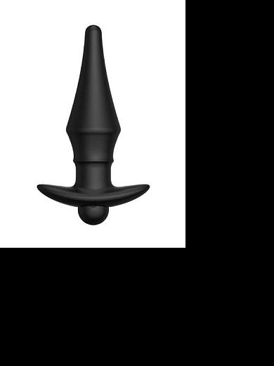 Черная перезаряжаемая анальная пробка №08 Cone-shaped butt plug - 13,5 см.