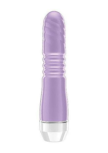 Фиолетовый вибратор Leila с рёбрышками посередине - 15 см.