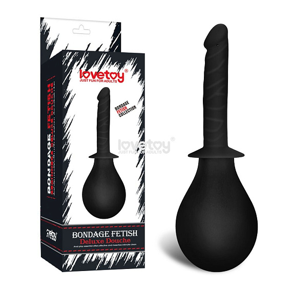 Черный анальный душ Bondage Fetish Deluxe Douche с наконечником-пенисом - силикон