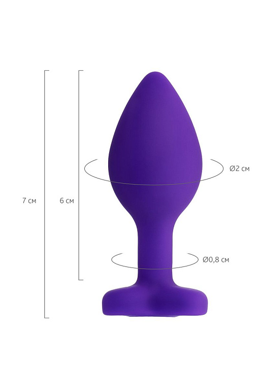 Фиолетовая анальная втулка с прозрачным стразом-сердечком - 7 см. - фото 8