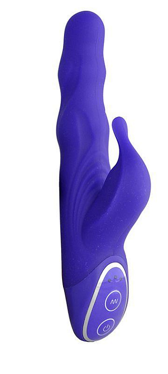 Фиолетовый вибромассажер с клиторальным стимулятором - 19 см. от Intimcat