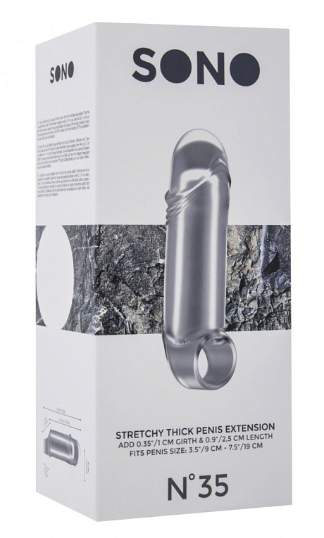 Прозрачная увеличивающая насадка с кольцом N35 Stretchy Thick Penis - 15,2 см. от Intimcat
