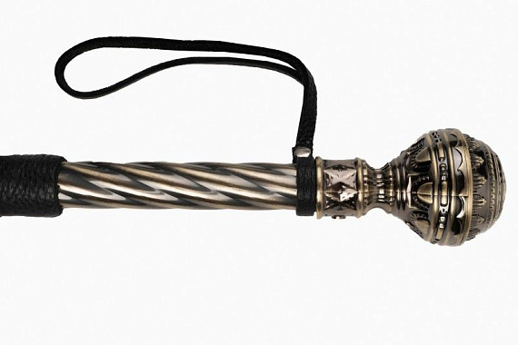 Черная плеть-флогер с витой ручкой в виде шара - 60 см. от Intimcat