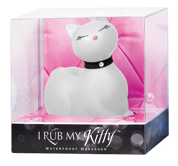 Белый массажёр-кошка I Rub My Kitty с вибрацией - пластик