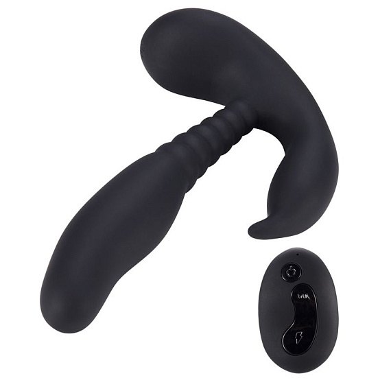 Черный стимулятор простаты Remote Control Anal Pleasure Vibrating Prostate Stimulator - 13,5 см. - силикон