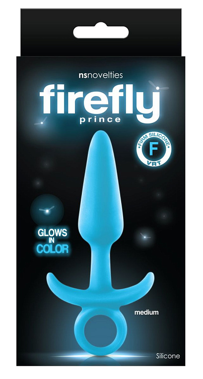 Голубая анальная пробка Firefly Prince Medium - 12,7 см. - силикон