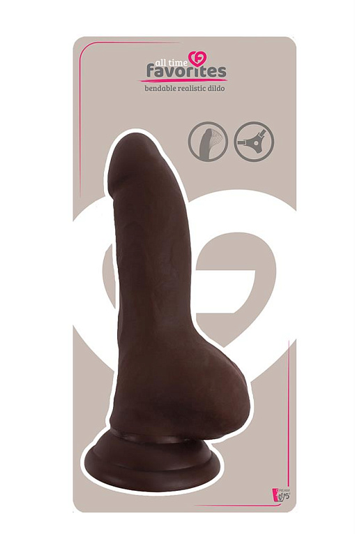 Коричневый фаллоимитатор BENDABLE DILDO на присоске - 18 см. - термопластичный эластомер (TPE)