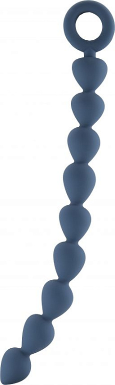 Синяя анальная цепочка Bead Chain - 24,9 см. - силикон