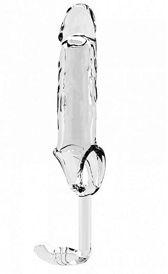 Прозрачная насадка на пенис с анальным стимулятором SONO №19
