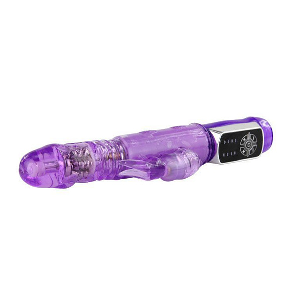 Фиолетовый ротатор с возвратно-поступательными движениями и клиторальным стимулятором - 24 см. - фото 5