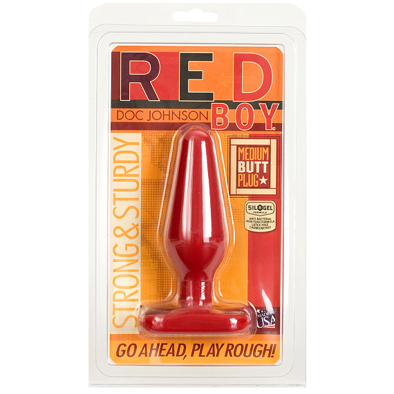 Красная пробка среднего размера Red Boy Medium 5.5  Butt Plug - 14 см. - поливинилхлорид (ПВХ, PVC)