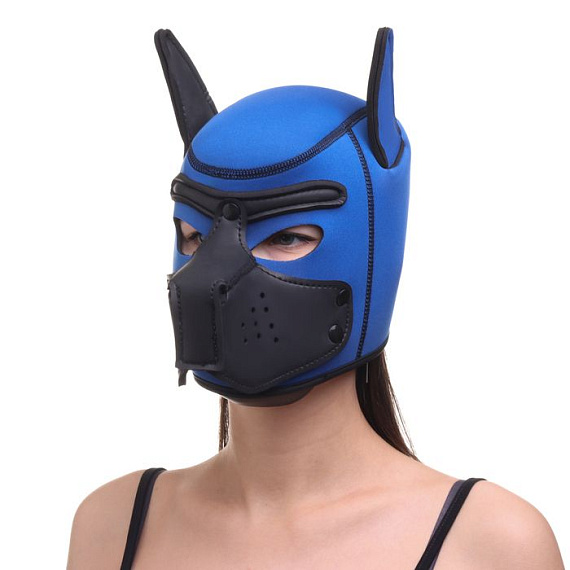 Синяя неопреновая БДСМ-маска Puppy Play - фото 5