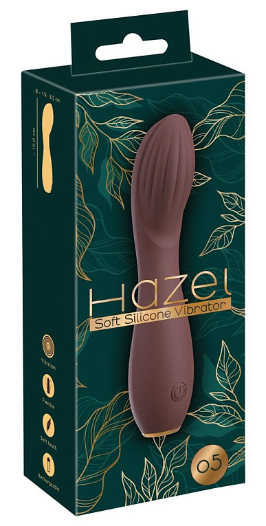 Коричневый вибратор с рельефной головкой Hazel 05 - 15 см. - фото 6