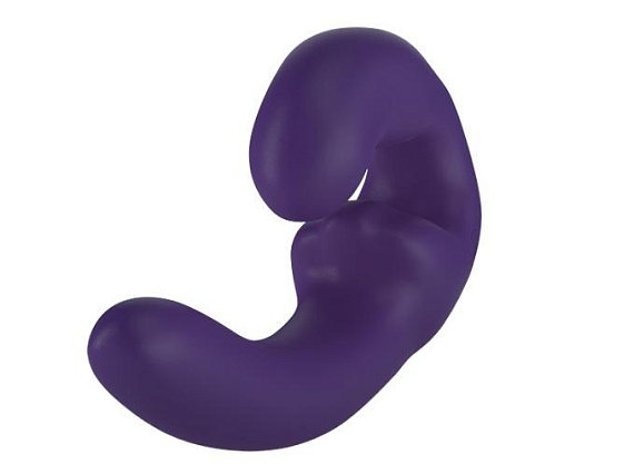 Фиолетовый безремневой страпон с вибрацией Sharevibe - силикон