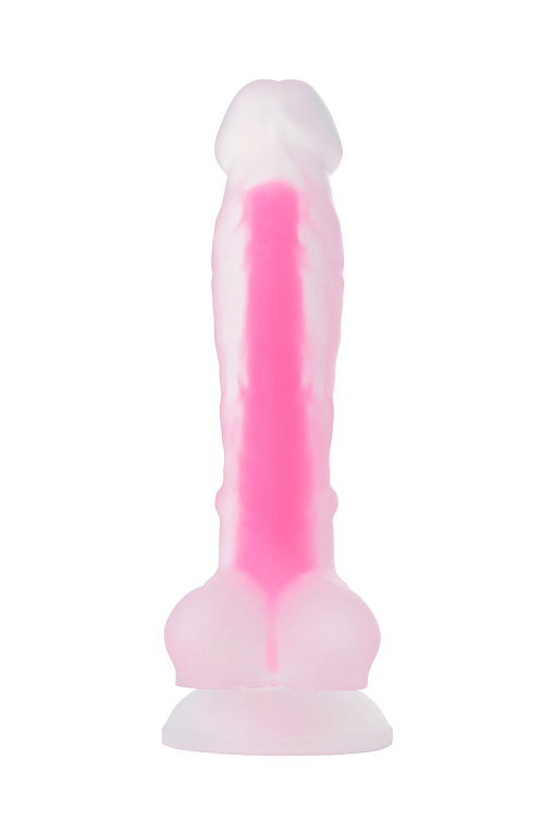 Прозрачно-розовый фаллоимитатор, светящийся в темноте, Clark Glow - 22 см. ToyFa