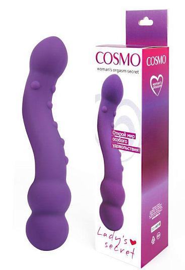 Фиолетовый изогнутый двусторонний стимулятор Cosmo - 18 см.
