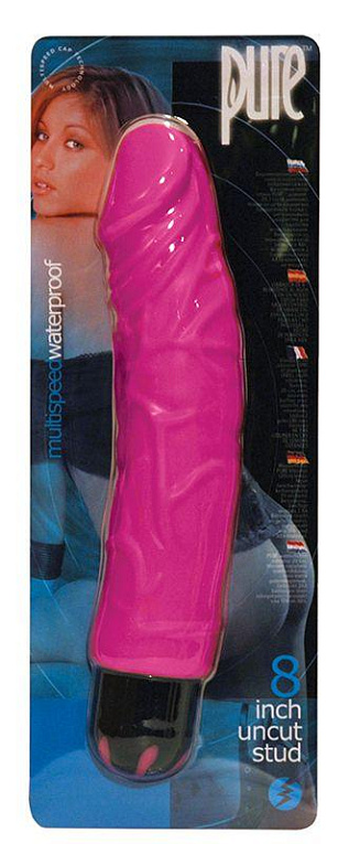 Многоскоростной розовый вибратор-реалистик PURE STUD PINK - 20,3 см. - Термопластичная резина (TPR)