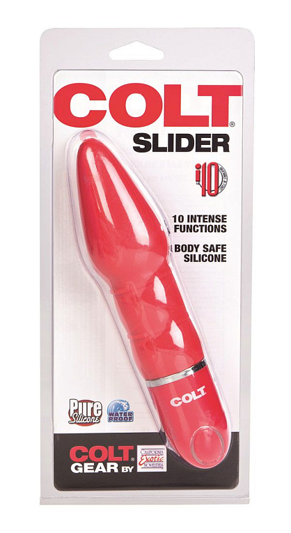 Красный анальный вибромассажер COLT Slider - 17 см. - силикон