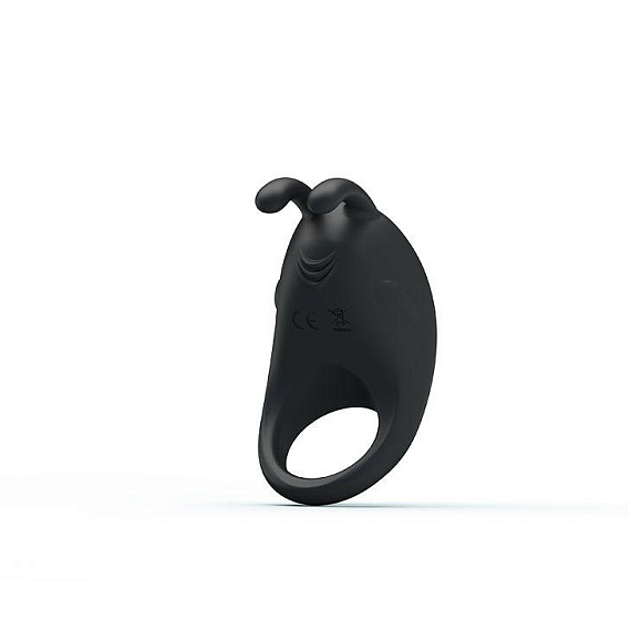 Чёрное эрекционное кольцо с вибрацией Rabbit Vibrator от Intimcat