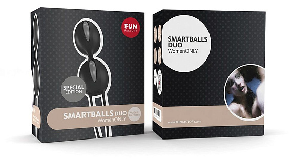 Чёрно-серые вагинальные шарики Smartballs Duo - силикон