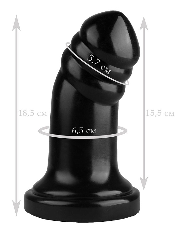 Черная реалистичная анальная втулка с широким основанием - 18,5 см. Сумерки богов