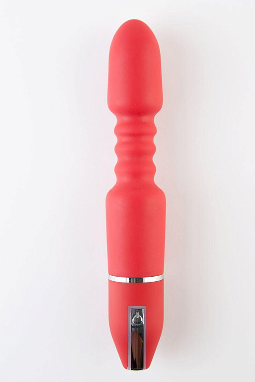 Красный анальный вибромассажёр с широкой головкой - 27 см. - силикон