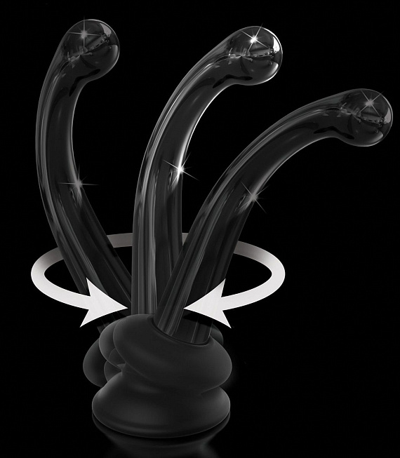 Черный стеклянный фаллоимитатор Icicles №87 с силиконовой присоской - 15,5 см. - фото 5