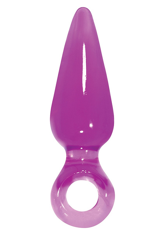 Фиолетовая малая анальная пробка JOLIE с кольцом - 10 см.
