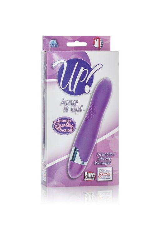 Фиолетовый вибромассажер Amp it Up! 7-Function Silicone Massager - 14 см. от Intimcat