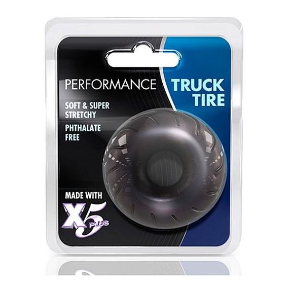 Черное эрекционное кольцо Truck Tire - термопластичный эластомер (TPE)
